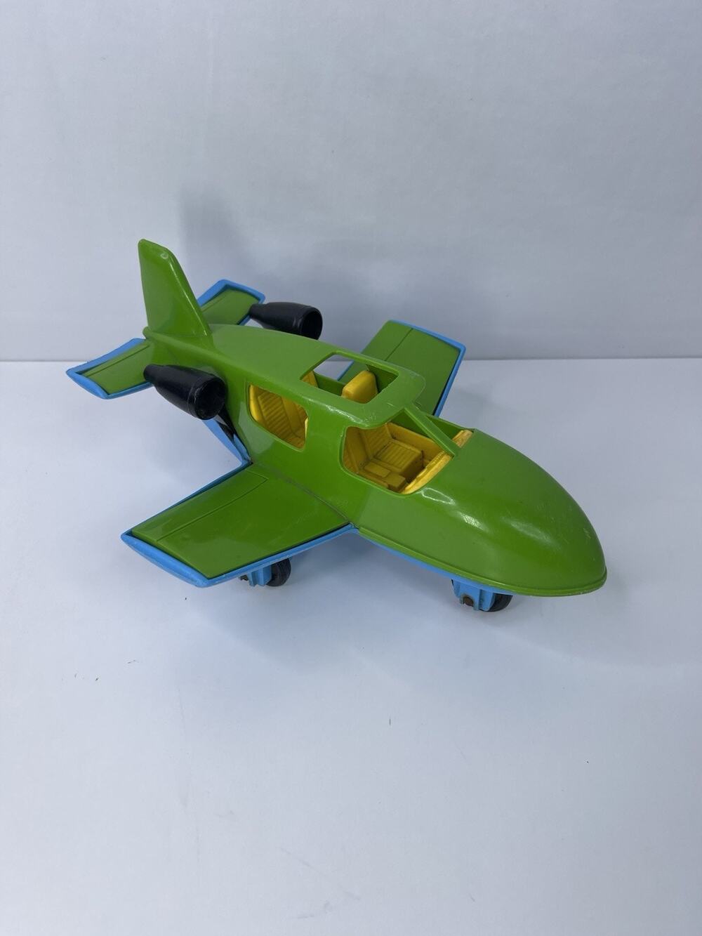 Vintage American Plastic Toys Green Jet Airplane #87040 Made in USA Toy